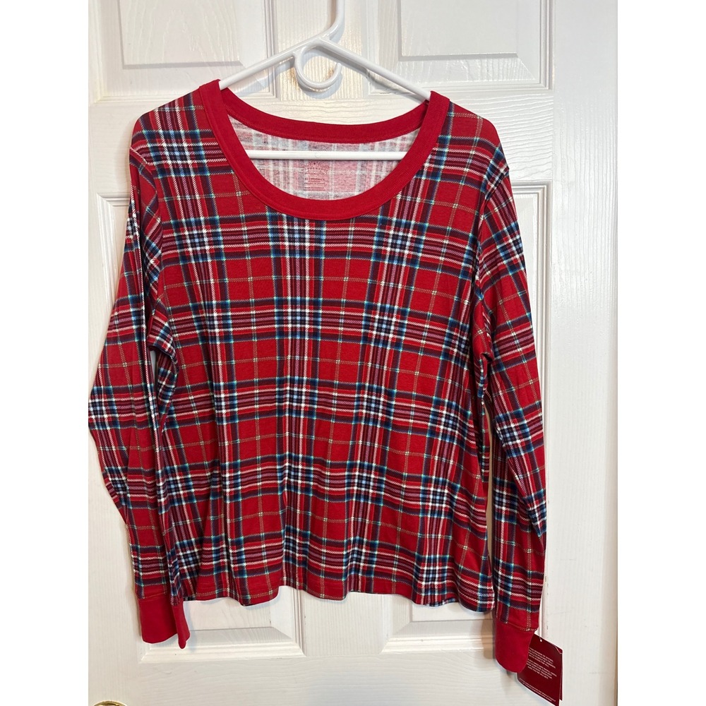 Wondershop At Target Red Plaid Long Sleeve Sleep Shirt Top Womens XL new 1447